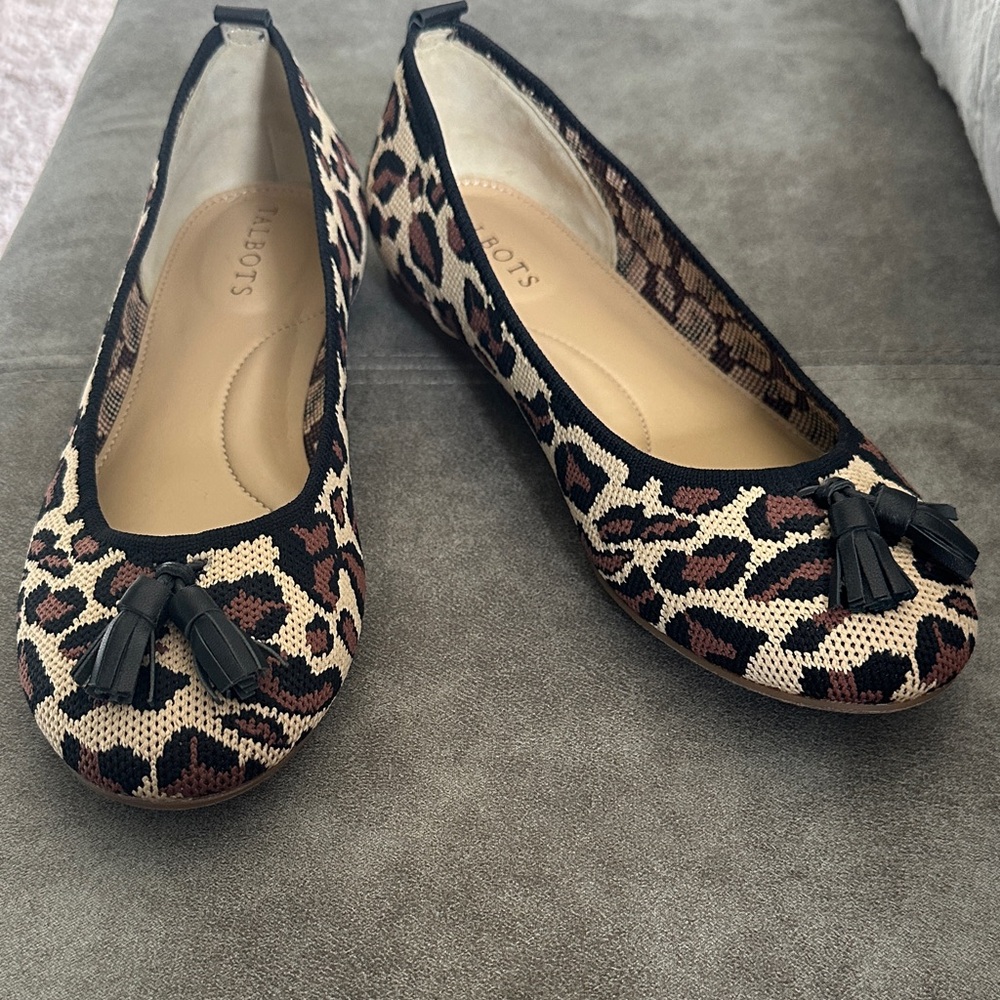 Talbots Animal Print Tassel Flats